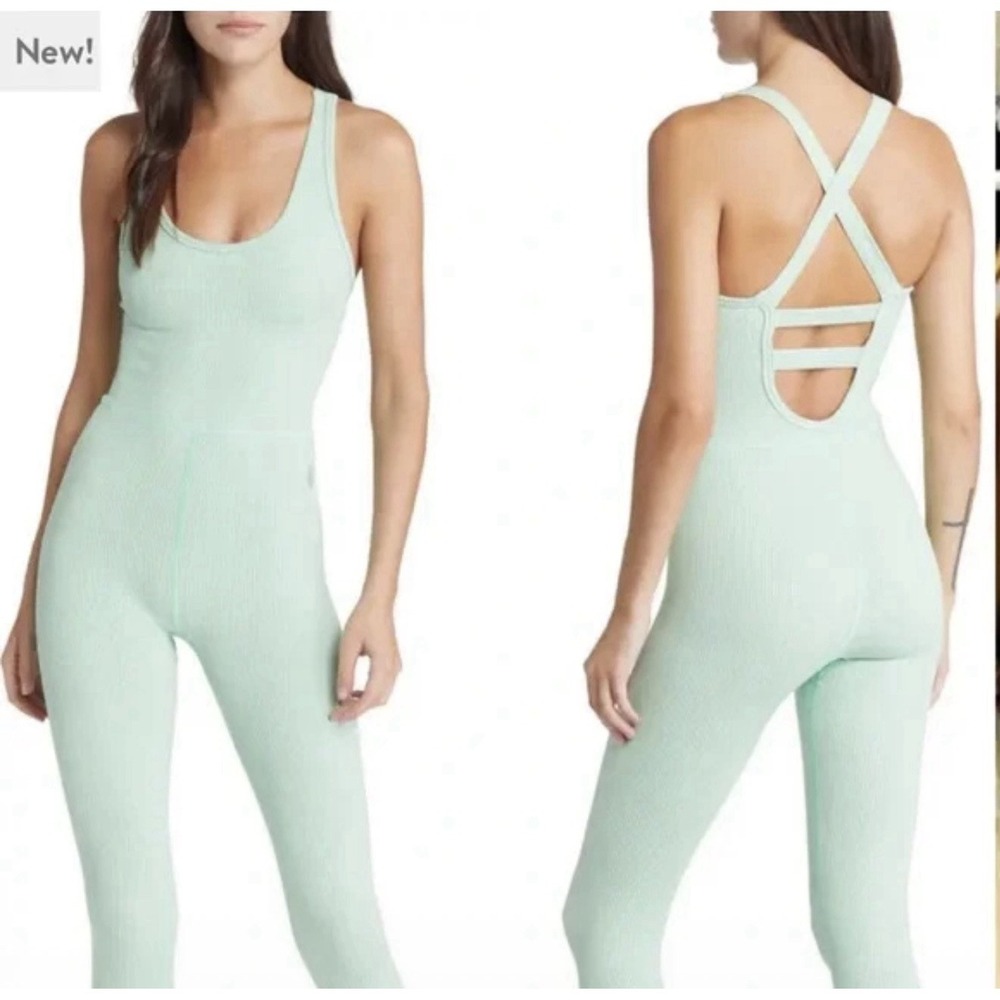 Free‎ People FP Movement Free Throw One Piece Ribbed Jumpsuit Womens XS Green
